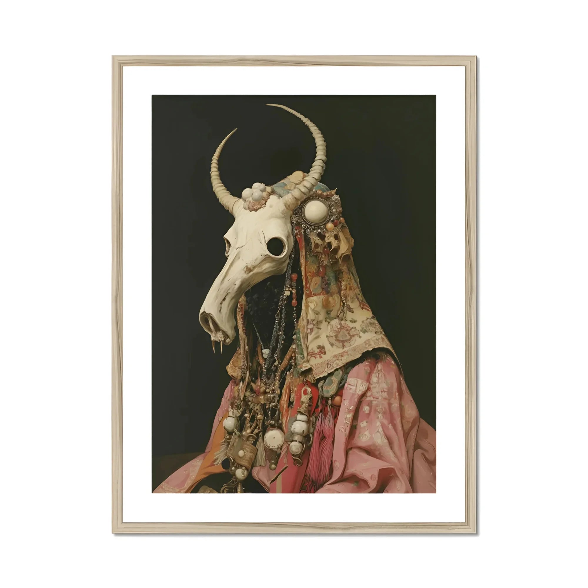 Cernunnos - Pagan Priest Art Print, Animal Skull Ornate Fabric Decorative Jewelry