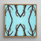 Chain Reaction - Trippy Succulent Art Framed Canvas, 12x12’’ / 31x31cm / Natural Floating Frame, Framed Square Art Print Symmetrical Cactus