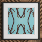 Chain Reaction - Trippy Succulent Art Print, 12x12’’ / 31x31cm / Black Frame / 2’’ Matboard, Framed Artwork Symmetrical Pattern Brown Spiky