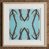 Chain Reaction - Trippy Succulent Art Print, 12x12’’ / 31x31cm / Natural Frame / 2’’ Matboard, Framed Abstract Print Brown Plant-like