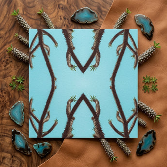 Chain Reaction - Trippy Succulent Art Print / Canvas Square Art Print Symmetrical Pattern Brown Spiky Cactus Trippy Succulent, Psychedelic