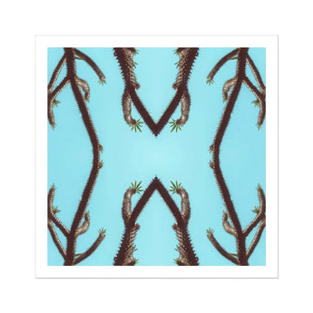 Chain Reaction - Trippy Succulent Art Print, Palm Tree Trunks Arranged Symmetrical Mirrored Pattern