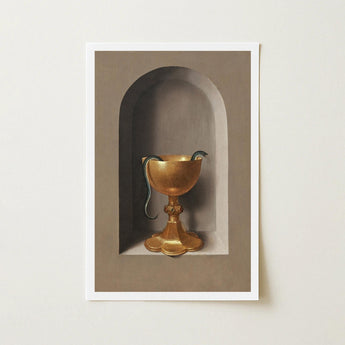 Chalice of Saint John the Evangelist - Hans Memling Art Print / Canvas Golden Ornate Base Dark Green Snake Coiled Memling’s, Prints
