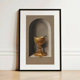 Chalice of Saint John the Evangelist - Hans Memling Art Print / Canvas Golden Chalice Dark Green Snake Coiled Handle Depicted Hans