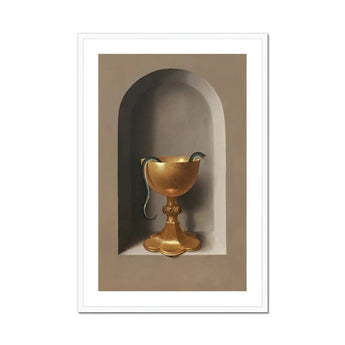 Chalice of Saint John the Evangelist - Hans Memling Art Print, Golden Chalice Curved Handle Pedestal Base