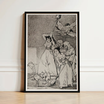 Chasing and Sweeping Bird Figures with Mens’ Heads out of a Door - Francisco De Goya Art Print / Canvas Black-framed Artwork Detailed