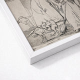 Chasing and Sweeping Bird Figures with Mens’ Heads out of a Door - Francisco De Goya Art Print / Canvas White Framed Artwork Detailed