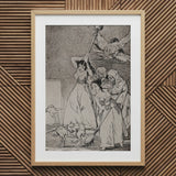 Chasing and Sweeping Bird Figures with Mens’ Heads out of a Door - Francisco De Goya Art Print / Canvas Framed Goya Witches Mythical