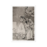 Chasing and Sweeping Bird Figures with Mens’ Heads out of a Door - Francisco De Goya Art Print / Canvas Satirical Women Witches Grotesque