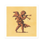Cherub Blowing Trumpets Neoclassical Angel Art Print, 30x30’’ / 76x76cm / Unframed, Winged Cherub Two Trumpets