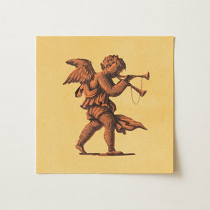 Cherub Blowing Trumpets - Neoclassical Angel Art Print / Canvas, 12x12’’ / 31x31cm / Unframed / no Border, Posters Prints & Visual Artwork,