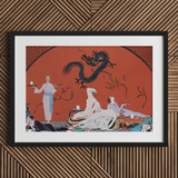 Chez La Marchande De Pavots - George Barbier 1920s Art Print, 30x20’’ / 76x51cm / Marco Negro / Tablero de 2’’, Posters Prints & Visual