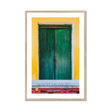 Chilli Ginger Coriander - Hoi an Photography Art Print, Weathered Green Wooden Door Vertical Planks