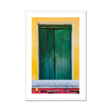 Chilli Ginger Coriander - Hoi an Photography Art Print, Weathered Green Wooden Door Vertical Planks