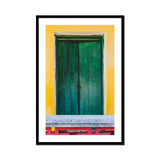 Chilli Ginger Coriander - Hoi an Photography Art Print, Weathered Green Wooden Door Vertical Planks