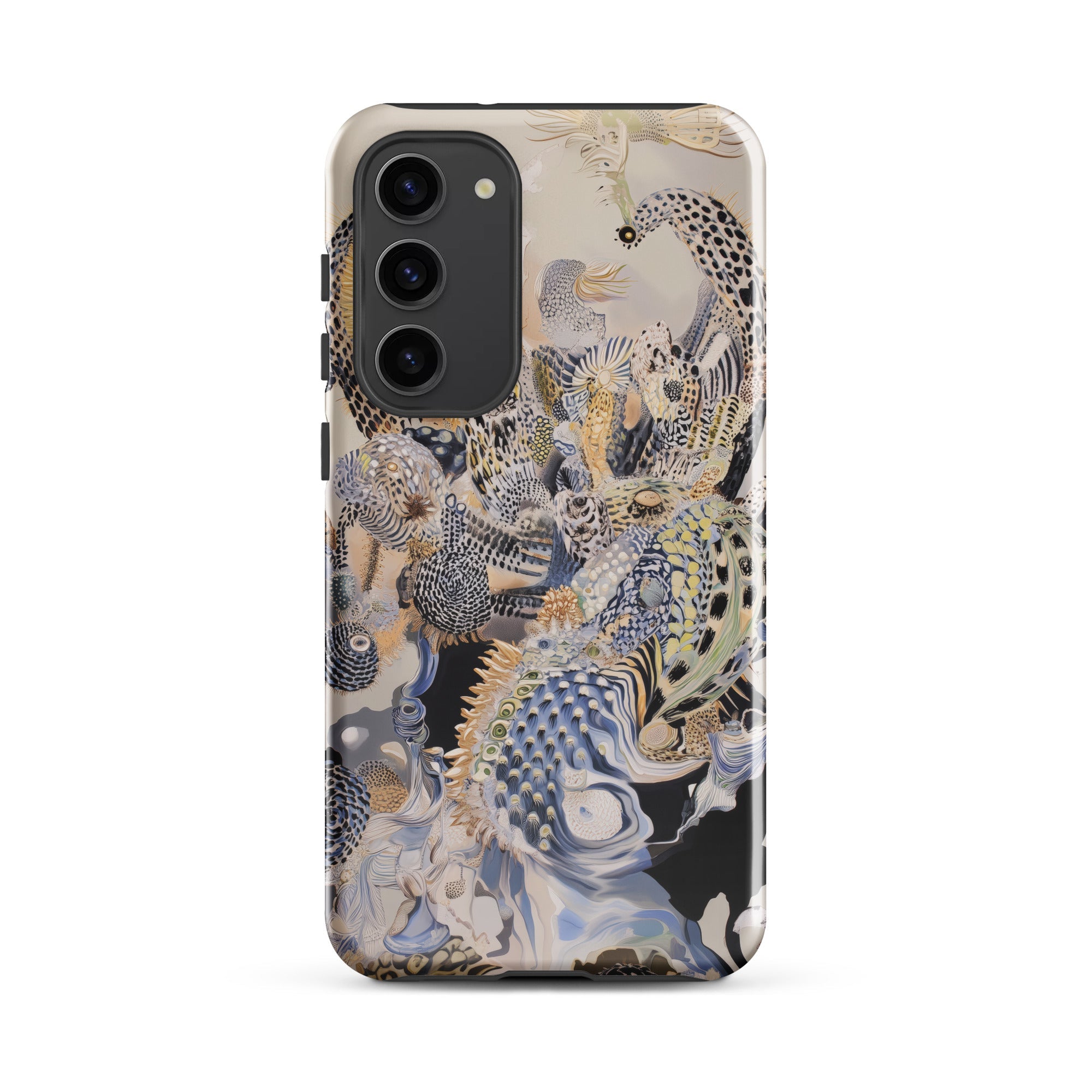 Chimera Surreal Alien Sea Creatures Samsung Case, Galaxy S23 Plus / Gloss, Smartphone Case Intricate Abstract Pattern Black White Muted