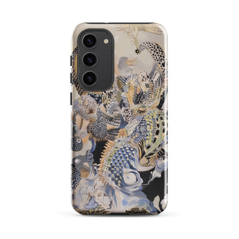 Chimera - Surreal Alien Sea Creatures Samsung Case, Galaxy S23 Plus / Gloss, Smartphone Case Intricate Abstract Pattern Black White Muted