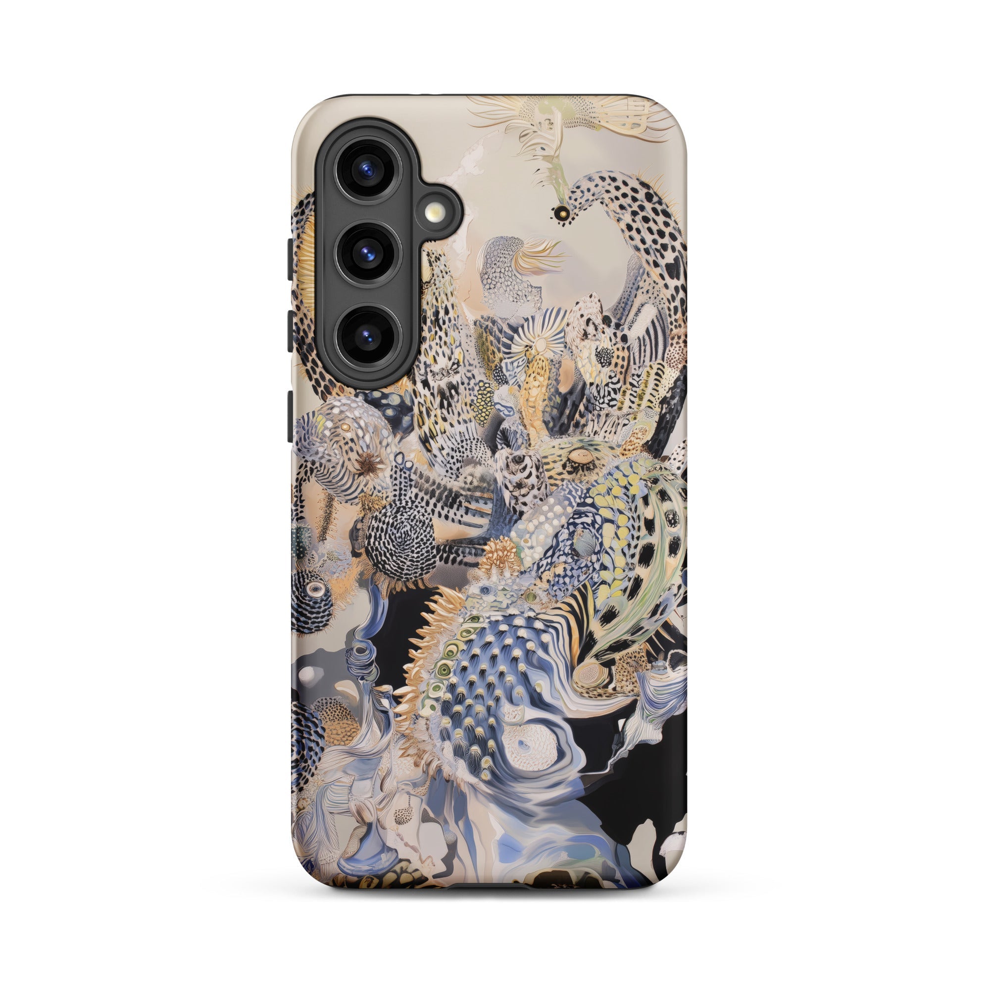 Chimera Surreal Alien Sea Creatures Samsung Case, Galaxy S24 Plus / Matte, Smartphone Case Intricate Abstract Textured Pattern Shades Black