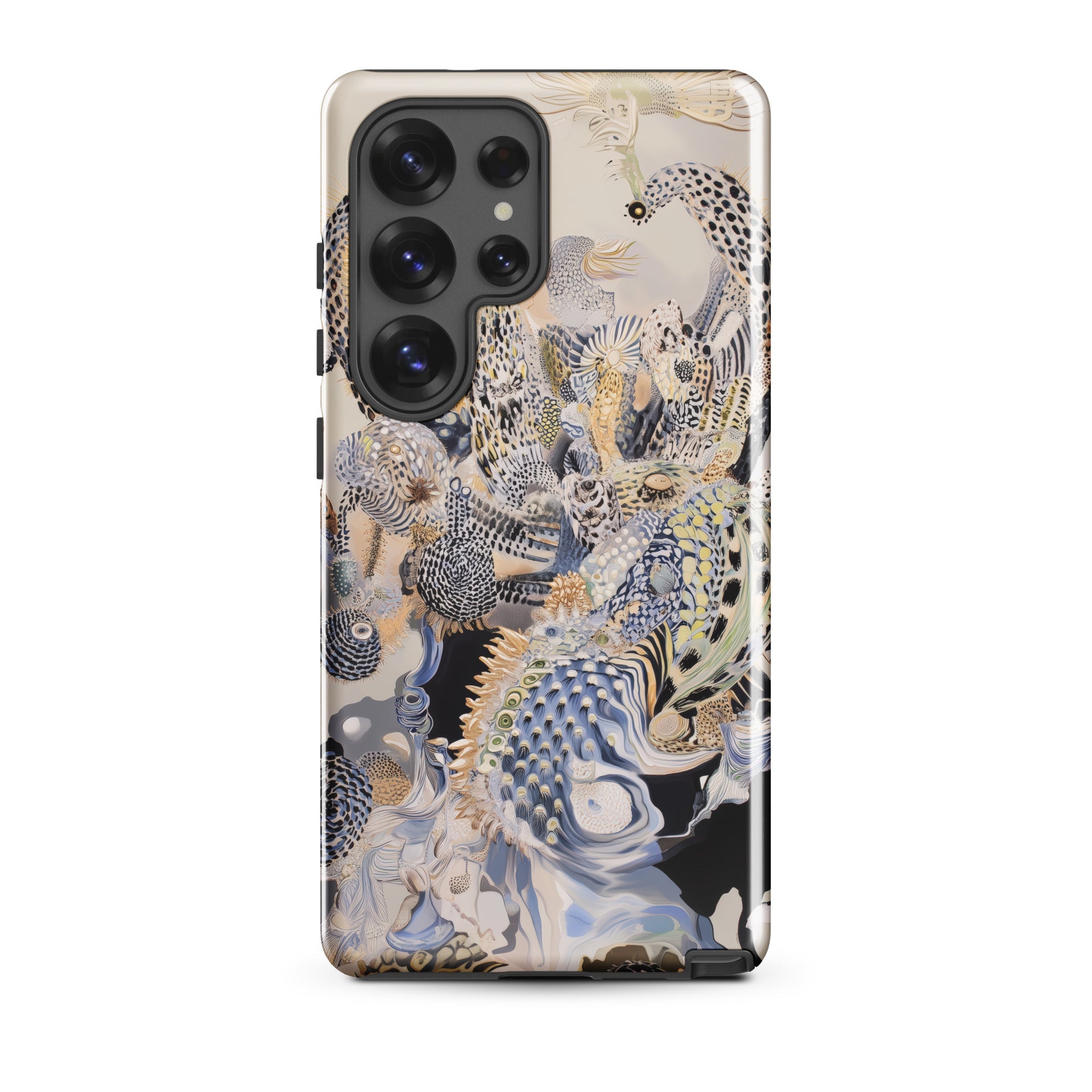 Chimera Surreal Alien Sea Creatures Samsung Case, Galaxy S25 Ultra / Gloss, Smartphone Case Intricate Abstract Organic Pattern Blend Muted