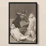 The Chinchillas - Francisco De Goya Art Print / Canvas Black-framed Artwork Dramatic Scene Monochrome Tones Goya Art Print, Ignorance