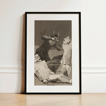 The Chinchillas - Francisco De Goya Art Print / Canvas Black-framed Artwork Monochrome Illustration Figures Dramatic Poses Set Goya Art