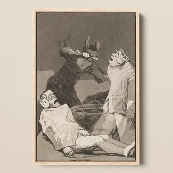 The Chinchillas - Francisco De Goya Art Print / Canvas Framed Black-and-white Illustration Dramatic Scene Three Figures Enclosed Goya Art