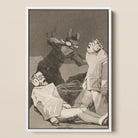 The Chinchillas - Francisco De Goya Framed Canvas, Framed Art Print Macabre Scene Figures Bizarre Headgear