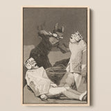 The Chinchillas - Francisco De Goya Framed Canvas, Framed Monochromatic Artwork Donkey-headed Figure Teeth Man Ground