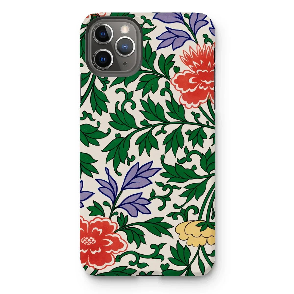 Chinese Aesthetic Botanical Pattern - Owen Jones Iphone Case, 11 Pro Max / Matte, Floral-patterned Iphone Case Colorful Flowers Green Leaves