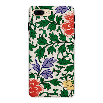 Chinese Aesthetic Botanical Pattern - Owen Jones Iphone Case, 8 Plus / Matte, Floral Patterned Phone Case Green Leaves Purple Red