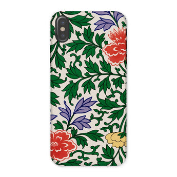 Chinese Aesthetic Botanical Pattern - Owen Jones Iphone Case, x / Matte, Floral-patterned Phone Case Green Leaves Red Purple Flowers
