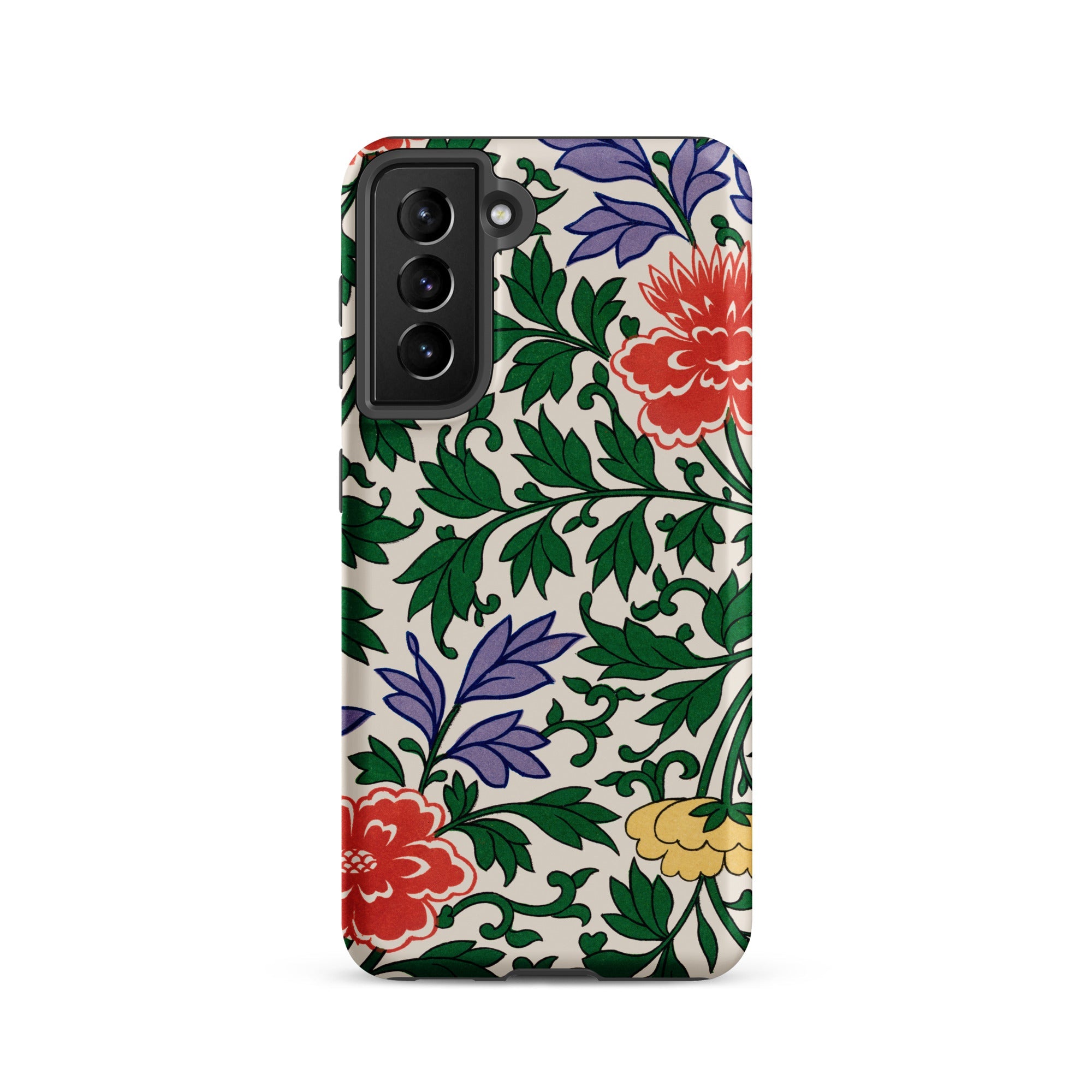 Chinese Aesthetic Botanical Pattern Owen Jones Samsung Case, Galaxy S21 / Matte, Smartphone Case Vibrant Floral Pattern Red Yellow Purple