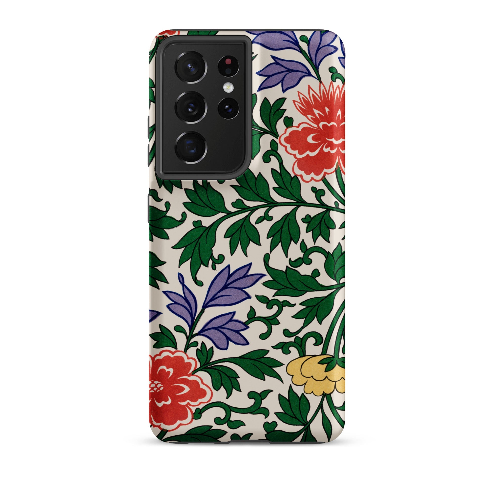 Chinese Aesthetic Botanical Pattern Owen Jones Samsung Case, Galaxy S21 Ultra / Matte, Smartphone Case Vibrant Floral Pattern Red Purple