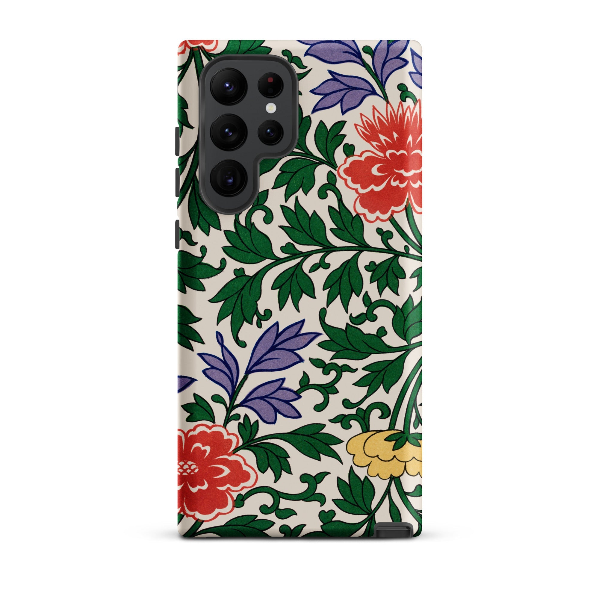 Chinese Aesthetic Botanical Pattern Owen Jones Samsung Case, Galaxy S22 Ultra / Matte, White Smartphone Case Pattern Red Purple Yellow