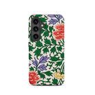 Chinese Aesthetic Botanical Pattern Owen Jones Samsung Case, Galaxy S24 / Matte, White Smartphone Case Vibrant Floral Leaf Pattern Red
