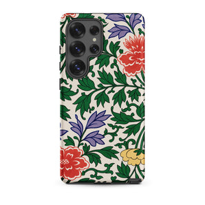 Chinese Aesthetic Botanical Pattern - Owen Jones Samsung Case, Galaxy S25 Ultra / Matte, Phone Case Vibrant Floral Pattern Red Purple Yellow