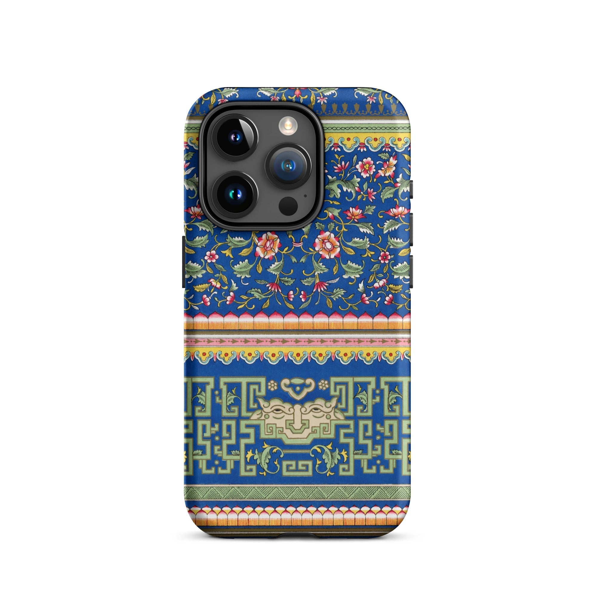 Chinese Aesthetic Pattern Owen Jones Iphone Case, 15 Pro / Matte, Blue Floral Geometric Patterned Phone Case