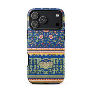 Chinese Aesthetic Pattern - Owen Jones Phone Case Iphone 17 Pro Max / Matte Blue Floral Patterned Phone Case Geometric Accents Black Owen