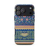 Chinese Aesthetic Pattern - Owen Jones Phone Case Iphone 17 Pro Max / Matte Blue Floral Patterned Geometric Accents Black, Celestial Shield