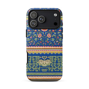 Chinese Aesthetic Pattern - Owen Jones Phone Case Iphone 17 Pro Max / Matte Blue Floral Patterned Phone Case Geometric Accents Black Owen