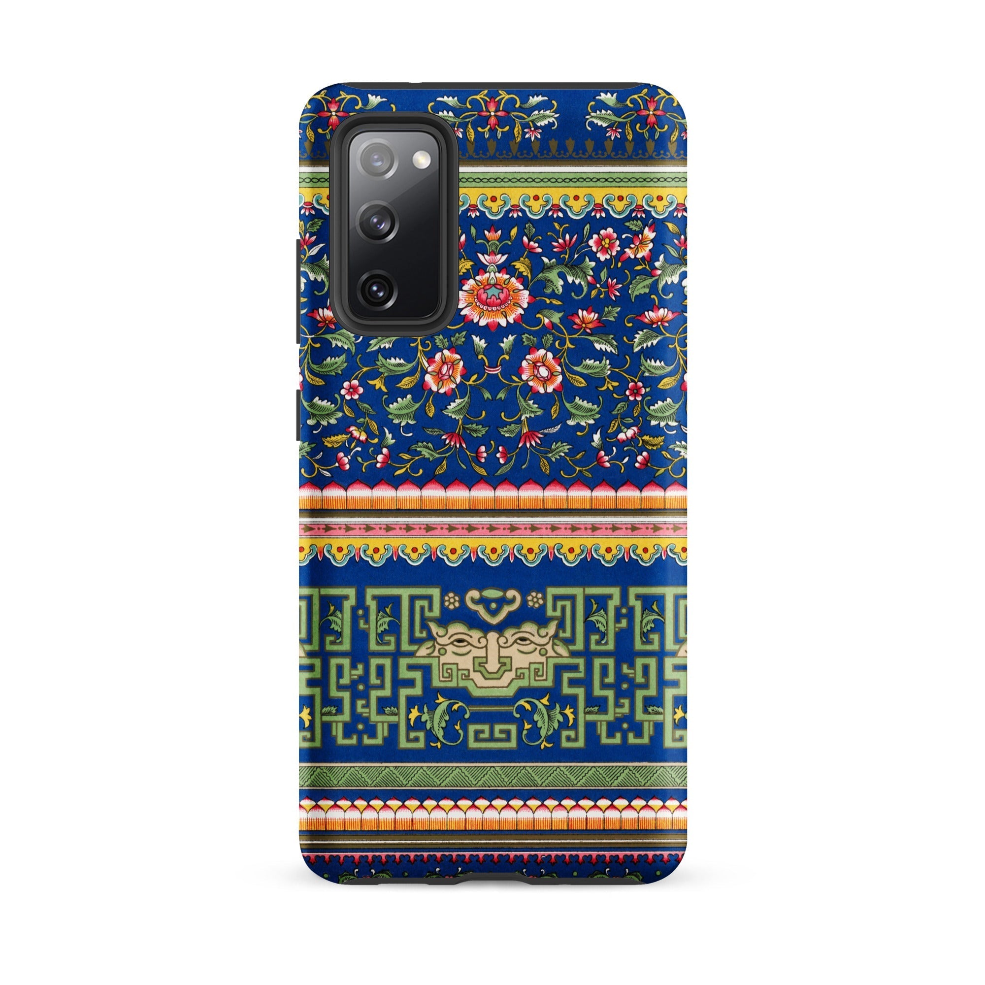 Chinese Aesthetic Pattern Owen Jones Samsung Case, Galaxy S20 Fe / Matte, Smartphone Case Blue Background Colorful Floral Geometric Patterns