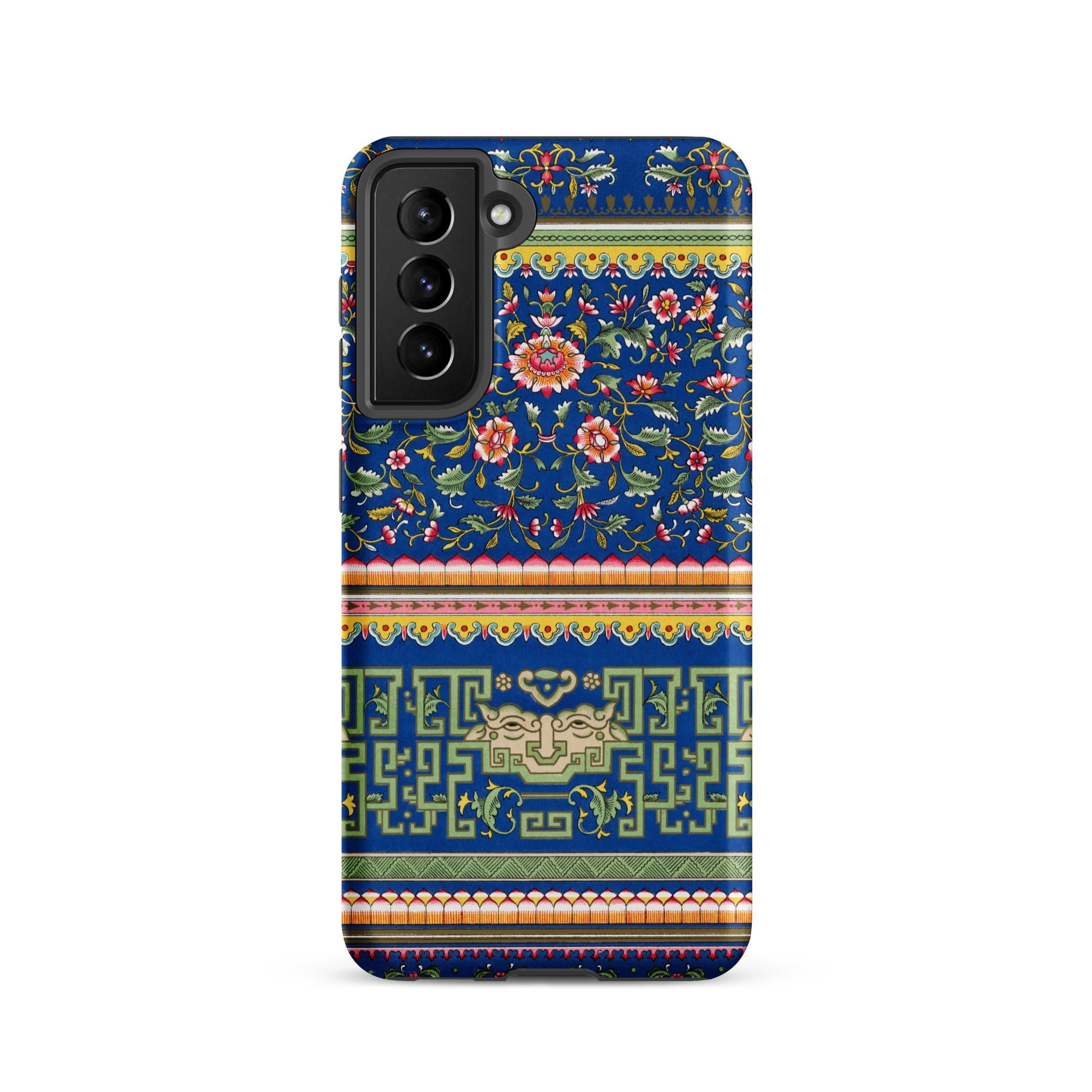 Chinese Aesthetic Pattern Owen Jones Samsung Case, Galaxy S21 / Matte, Blue Smartphone Case Ornate Pattern Red Orange Flowers