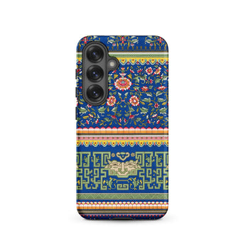 Chinese Aesthetic Pattern - Owen Jones Samsung Case, Galaxy S25 / Matte, Blue Smartphone Case Floral Pattern Geometric Border Design