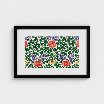 Chinese Botanical Illustration - Owen Jones Art Print / Canvas Framed Artwork Vibrant Floral Pattern Red Purple Yellow, Lush Tapestry Prints