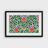 Chinese Botanical Illustration - Owen Jones Art Print / Canvas Framed Floral Artwork Vibrant Red Purple Yellow Blossoms, Lush Tapestry