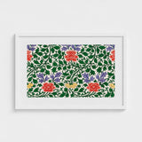 Chinese Botanical Illustration - Owen Jones Art Print / Canvas Framed Artwork Vibrant Floral Pattern Red Purple Yellow, Lush Tapestry Prints