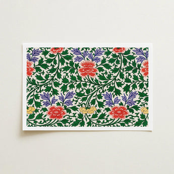 Chinese Botanical Illustration - Owen Jones Art Print / Canvas Rectangular Framed Vibrant Intricate Floral Pattern Red, Lush Tapestry Prints
