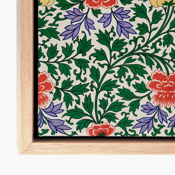 Chinese Botanical Illustration - Owen Jones Art Print / Canvas Framed Vibrant Floral Pattern Red Purple, Lush Tapestry Prints