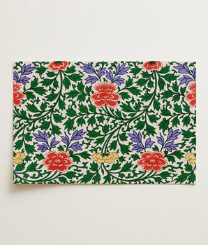Rectangular Placemat Vibrant Floral Pattern Red Blossoms Purple Owen Jones, Chinese Botanical Illustration, Lush Tapestry
