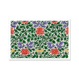 Chinese Botanical Illustration - Owen Jones Art Print, Floral Pattern Red Purple Yellow Blooms Amid Green